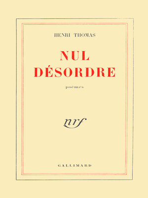 cover image of Nul désordre